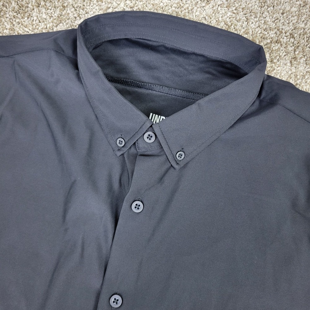 Under 510 Mens Medium Solid Black Performance Stretch Button Down Long Sleeve